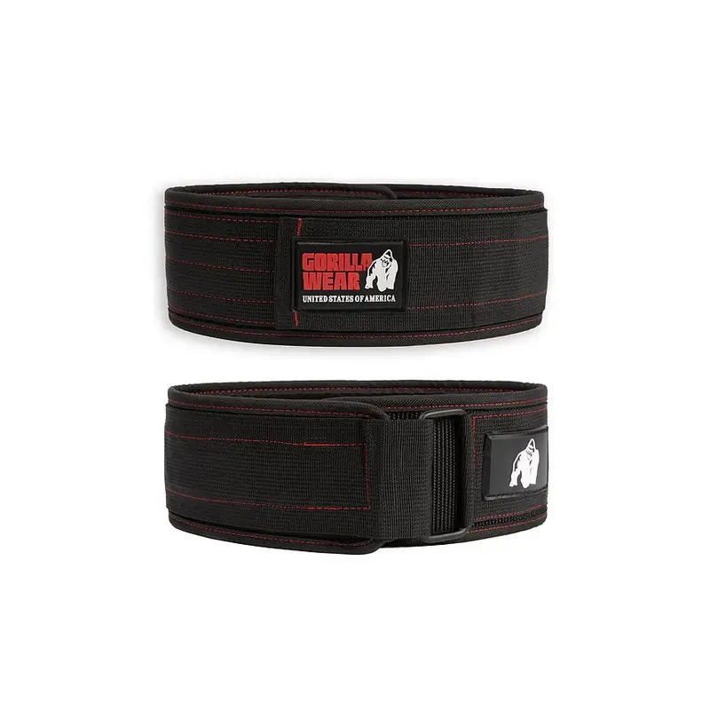 Gorilla Wear 4 Inch Nylon Lifting Belt - Black/Red Stitched - Body
