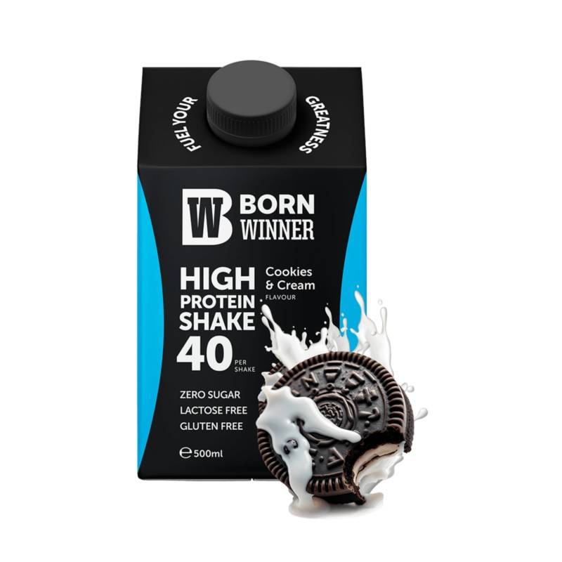 BW_Protein_Shake_Cookies_Cream Born Winner High-Protein Shake || Cookies & Cream || 40g Protein per 500ml | Zero Sugar | Lactose-Free | Gluten-Free شيك بروتين كوكيز & كريم - الصورة 1