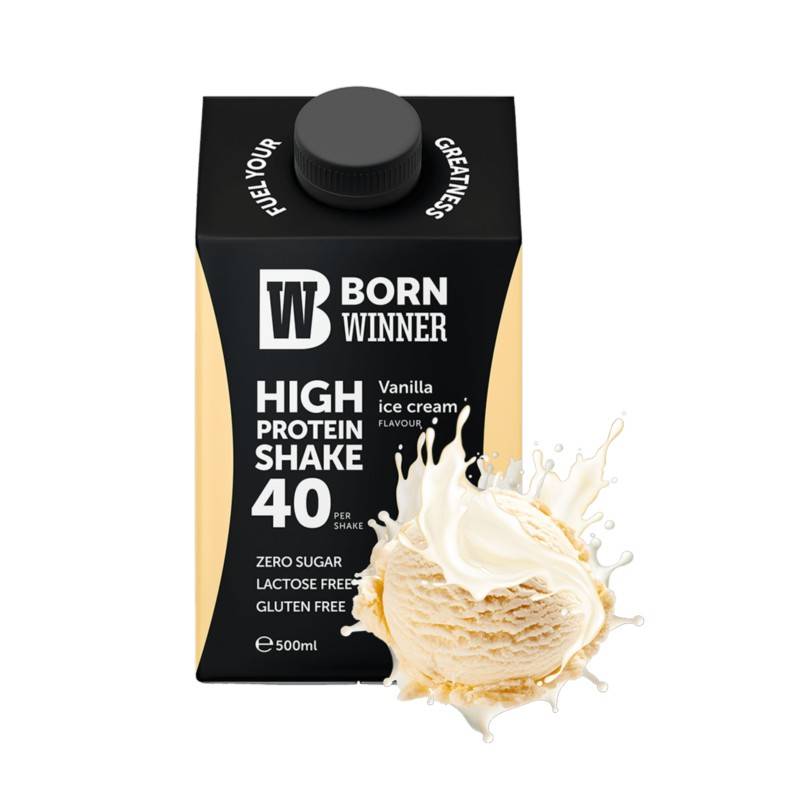BW_Protein_Shake_Vanilla_Ice_Cream Born Winner High-Protein Shake || Vanilla Ice Cream || 40g Protein per 500ml | Zero Sugar | Lactose-Free | Gluten-Free شيك بروتين فانيلا آيس كريم - الصورة 1