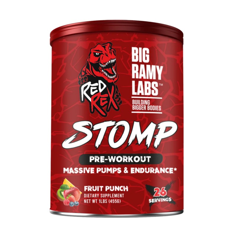 Stomp-Fruit-Punch STOMP Pre-Workout || Red Rex Labs (Big Ramy Labs) || Massive Pumps & Endurance | 6g Citrulline | 300mg Caffeine || 26 servings – Fruit Punch بري وركاوُت - الصورة 1